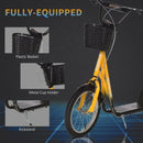 HOMCOM Childrens Scooter with Basket & Brakes - Yellow