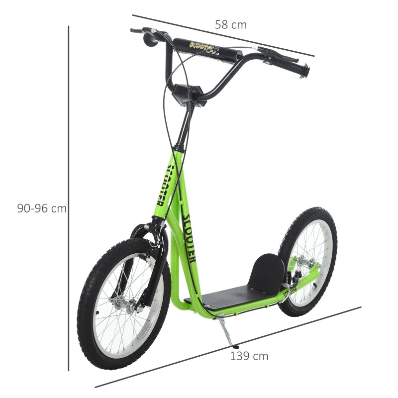 HOMCOM Childrens Scooter with Brakes - Green