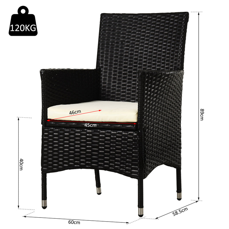 Outsunny Rattan Dining Chair Set - Dark Coffee
