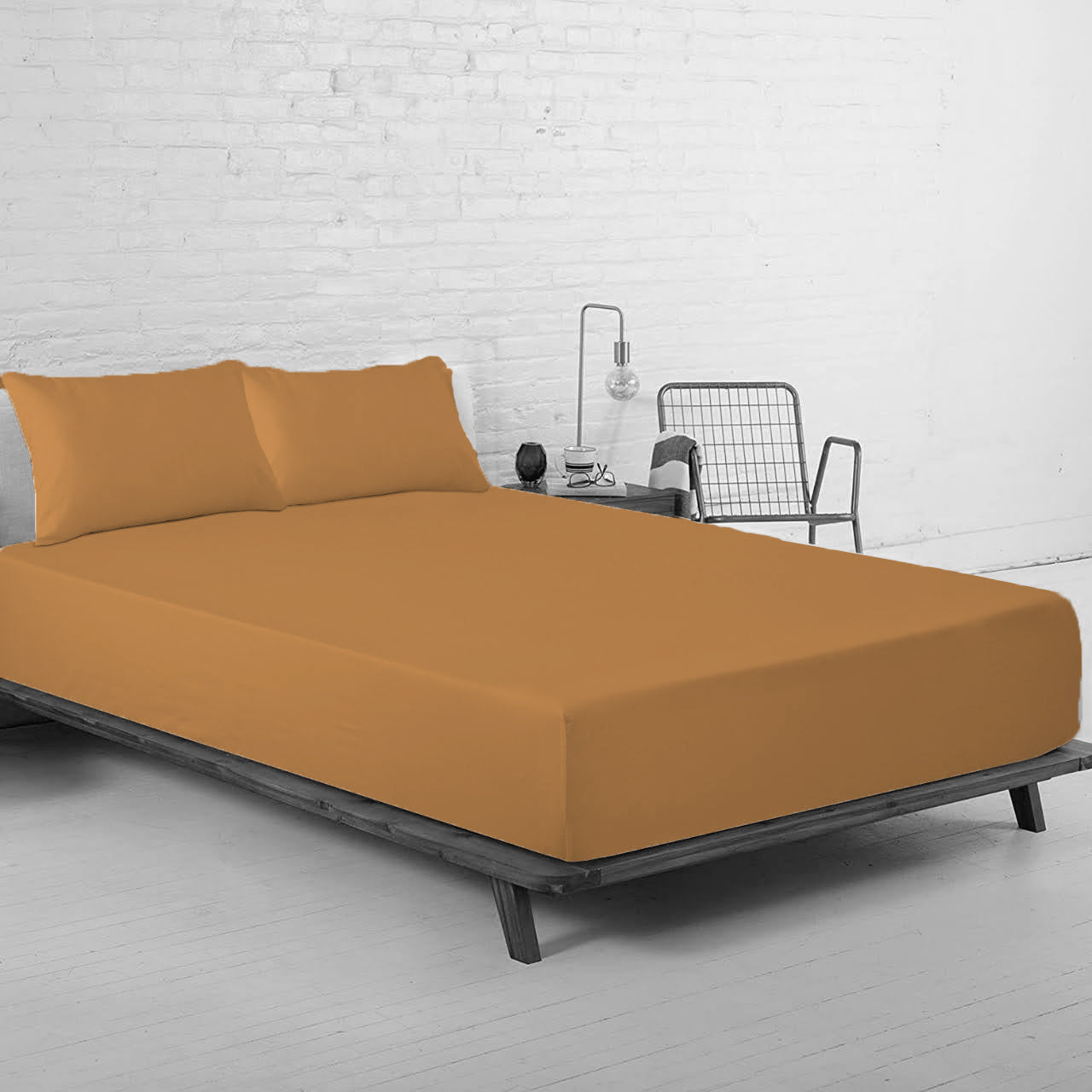 Lewis's Easy Care Plain Dyed Bedding Sheet Range Ochre