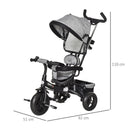 HOMCOM Baby Tricycle Stroller - Grey