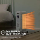 HOMCOM 1630W White Oil Filled Radiator, 7 Fin Portable Heater W/ Timer Remote Control