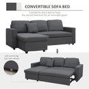 HOMCOM 3 Seater L Couches for Living Room with Storage Chaise Lounge Grey