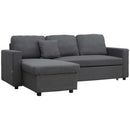 HOMCOM 3 Seater L Couches for Living Room with Storage Chaise Lounge Grey