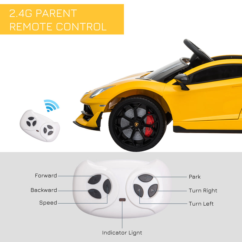 HOMCOM Kids Electric Ride on Lamborghini Aventador 12v - Yellow