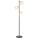 HOMCOM 3-Light Floor Lamp for Living Room with Glass Global Lampshade, Modern Standing Lamp for Bedroom, (Bulb not Included), Grey