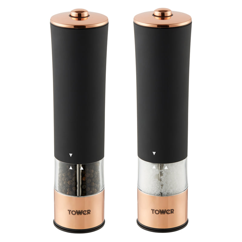 Tower Rose Gold Electric Salt and Pepper Mill -  Black