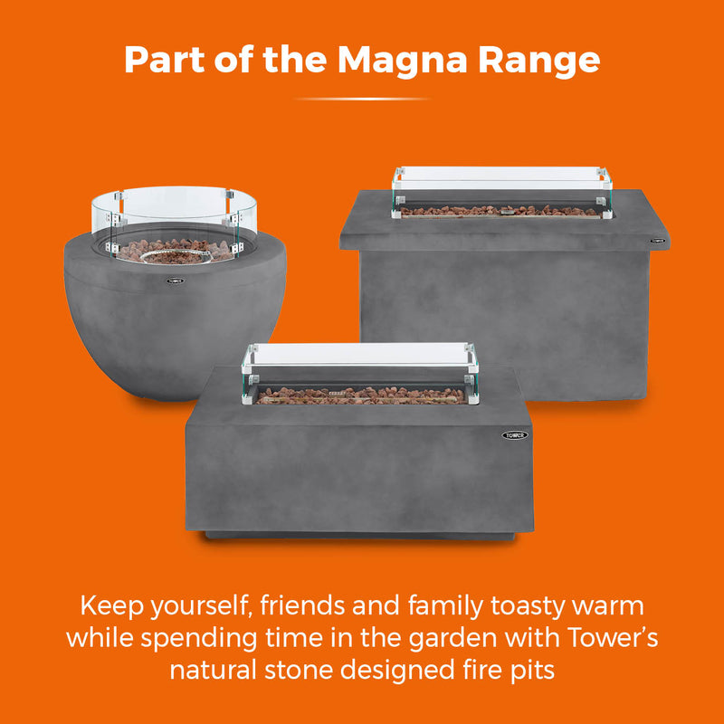 Tower Magna Rectangular Gas Fire Pit Tall - Grey