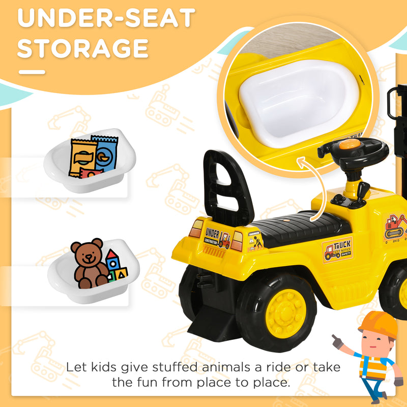 HOMCOM Kids Ride on Forklift Trust with Fork and Tray - Yellow