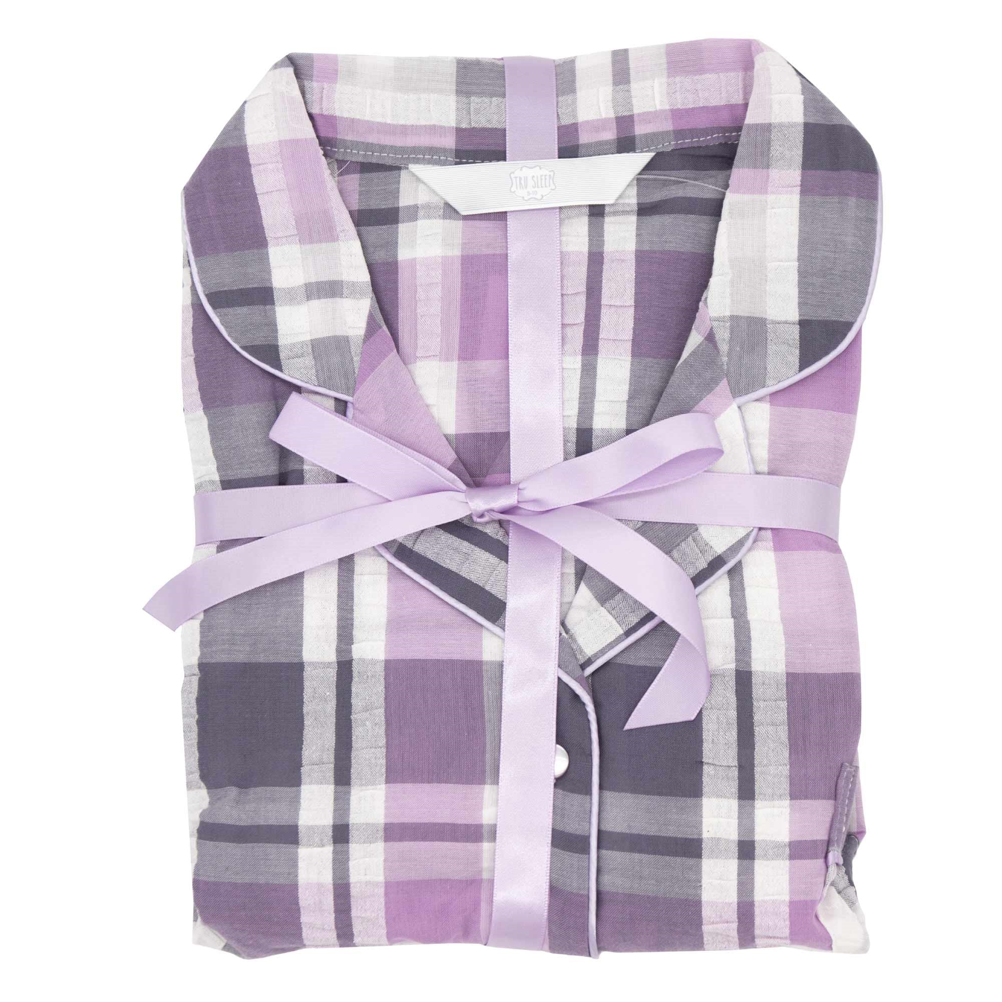 Tru Ladies Check Pyjama Lilac