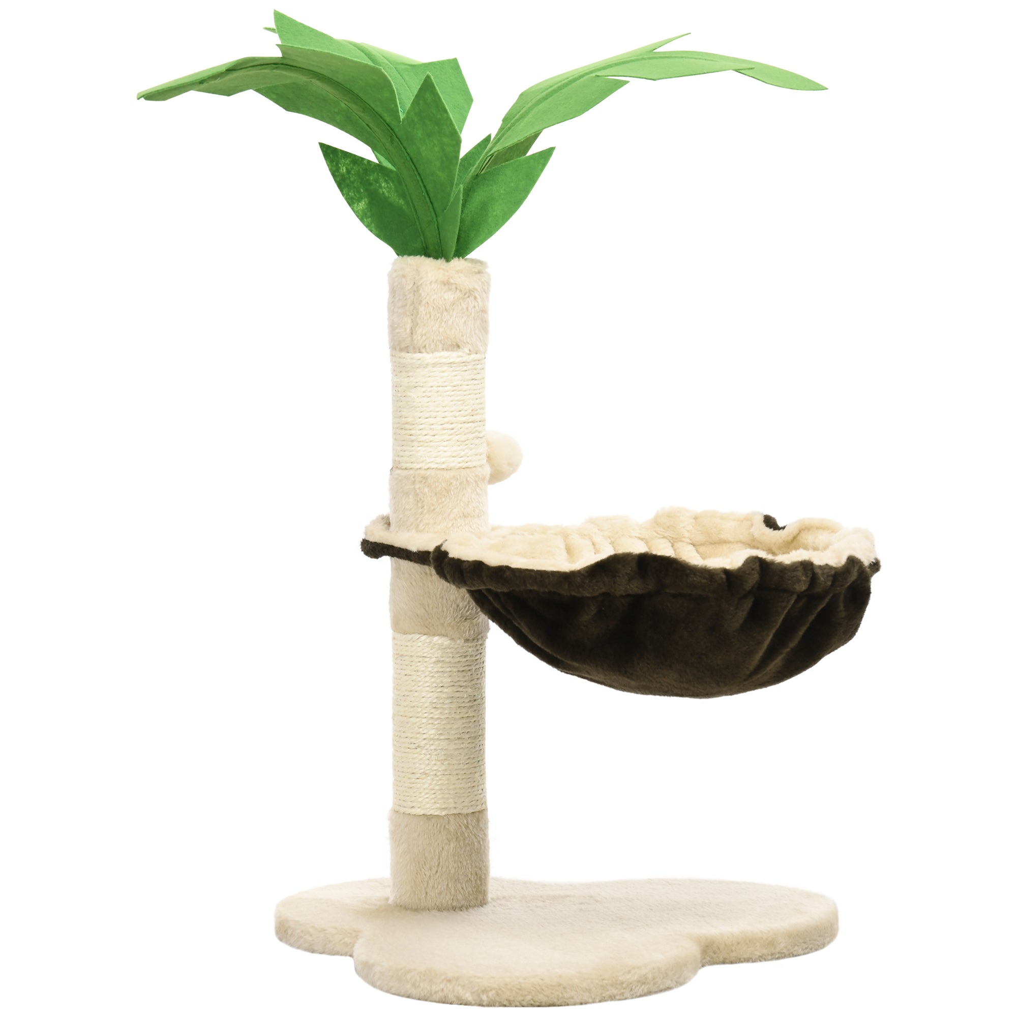 PawHut 68cm Cat Tower Palm Tree Shaped Cat Tree w/ Hammock Beige