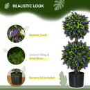 HOMCOM Set Of 2 Potted Artificial Plants Ball Tree With Lavender Flowers, 70cm