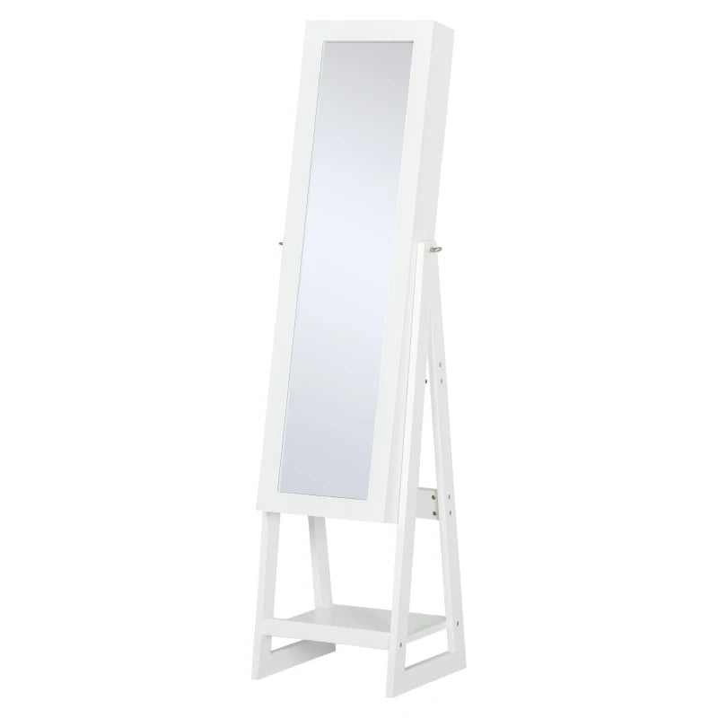 White standing mirror discount with jewelry storage