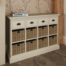 Hatton Antique White  Storage Unit 4 Drawer 8 Basket 110 x 35 x 75 cm