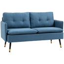 HOMCOM 2 Seater Sofas with Button Tufted Cushions Fabric Loveseat Dark Blue