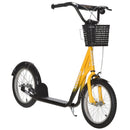HOMCOM Childrens Scooter with Basket & Brakes - Yellow