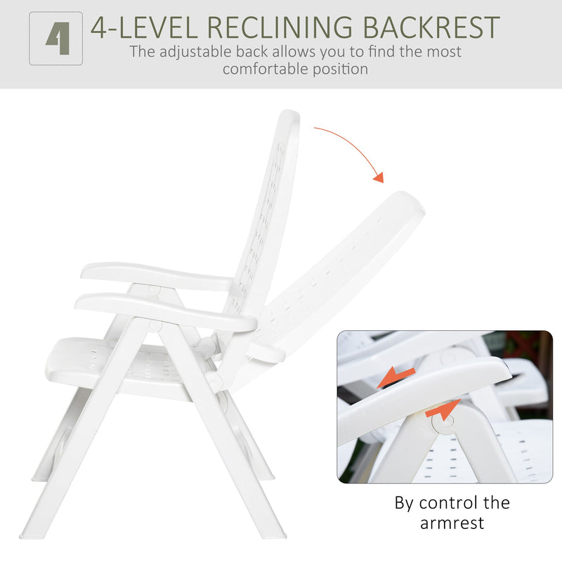 Outsunny Folding Chairs Set - White