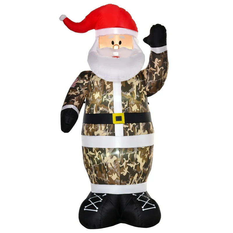 Christmas Inflatable Santa Clause In Camouflage 8'