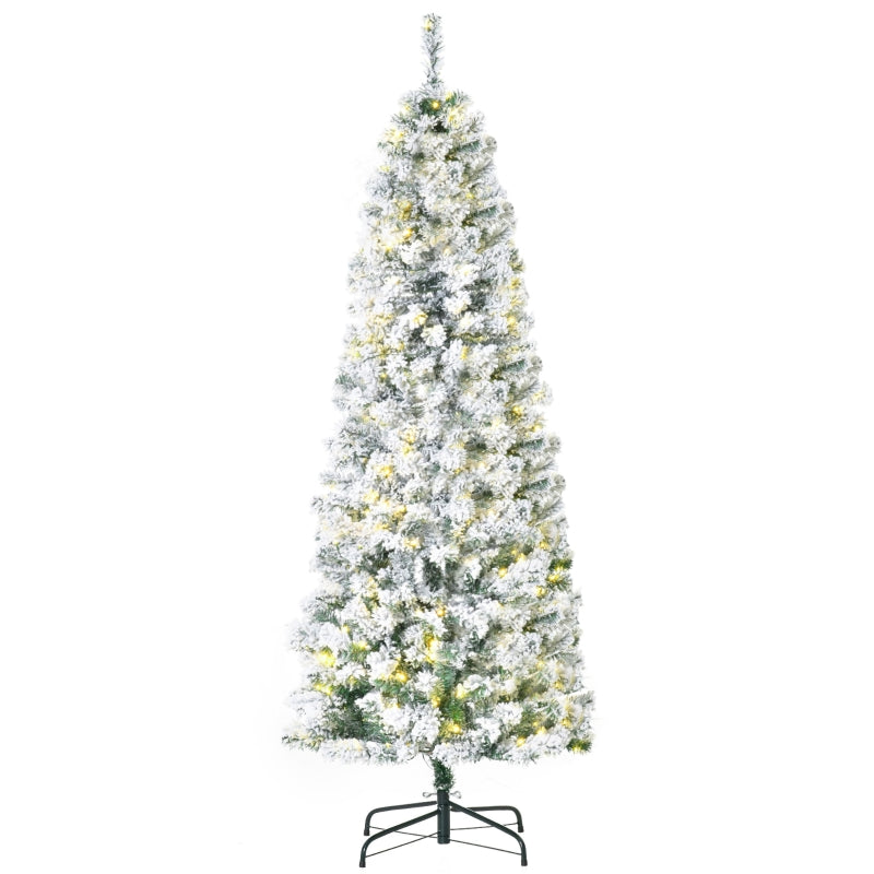 HOMCOM Christmas Tree Snow Flocked Slim 6 with 250 Warm White LED Lig