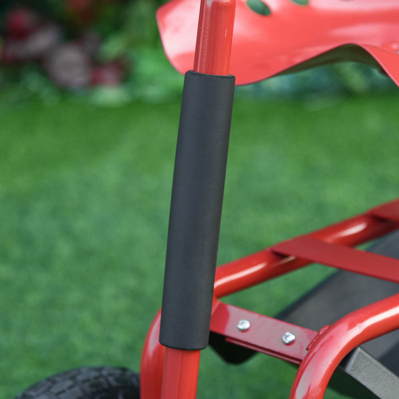 Outsunny Gardening Planting Rolling Cart Red