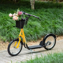 HOMCOM Childrens Scooter with Basket & Brakes - Yellow