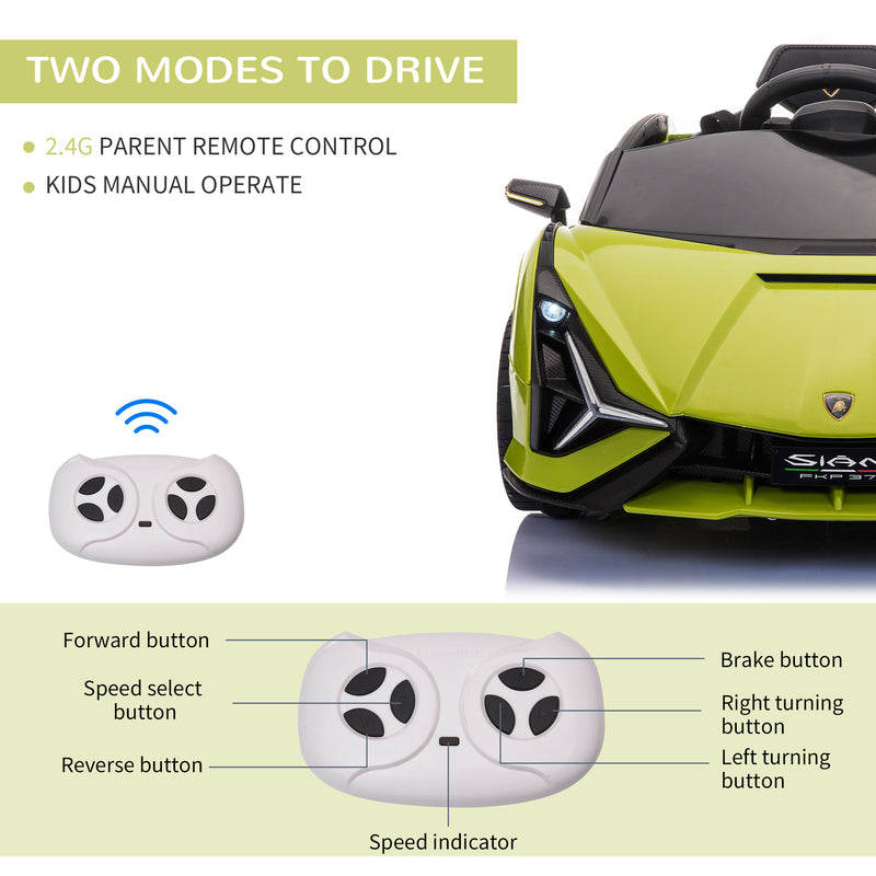 HOMCOM Kids Electric Ride On Car Lamborghini Sian - Green