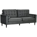 HOMCOM 3-Seater Sofa Velvet Feel Fabric Sofa Couch w/ Cylindrical Pillows, Grey
