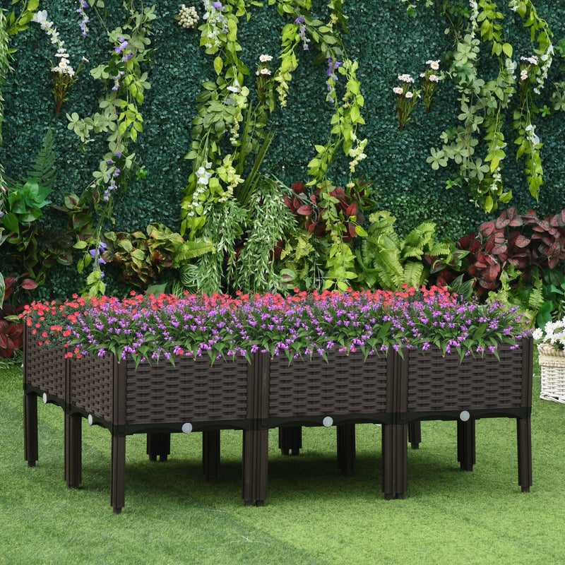 Outsunny 6-piece Lightweight Raised Flower Bed