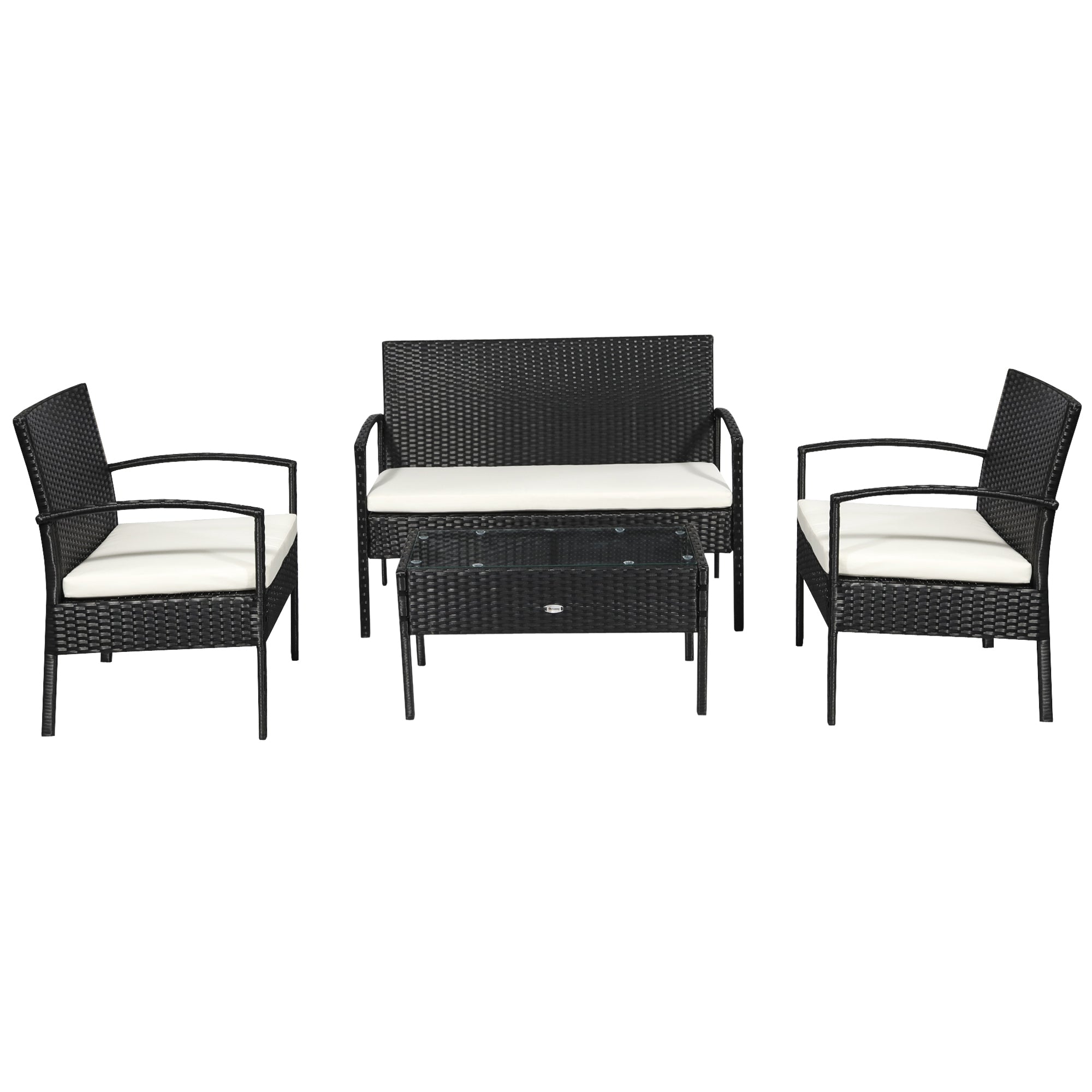 Outsunny 4 Pieces Outdoor PE Rattan Corner Sofa with Cushions Black