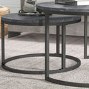 HOMCOM 2 Pcs Stacking Coffee Table Set Steel Frame Marble-Effect Top Foot Pads