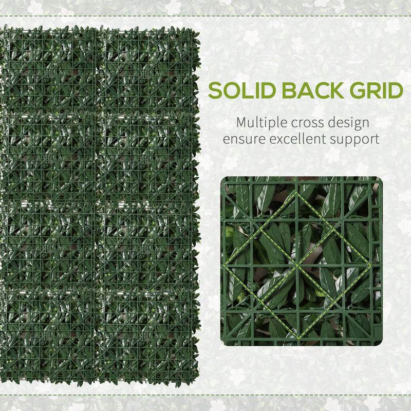 Outsunny Faux Green Floral Wall Trellis - 12 Pieces