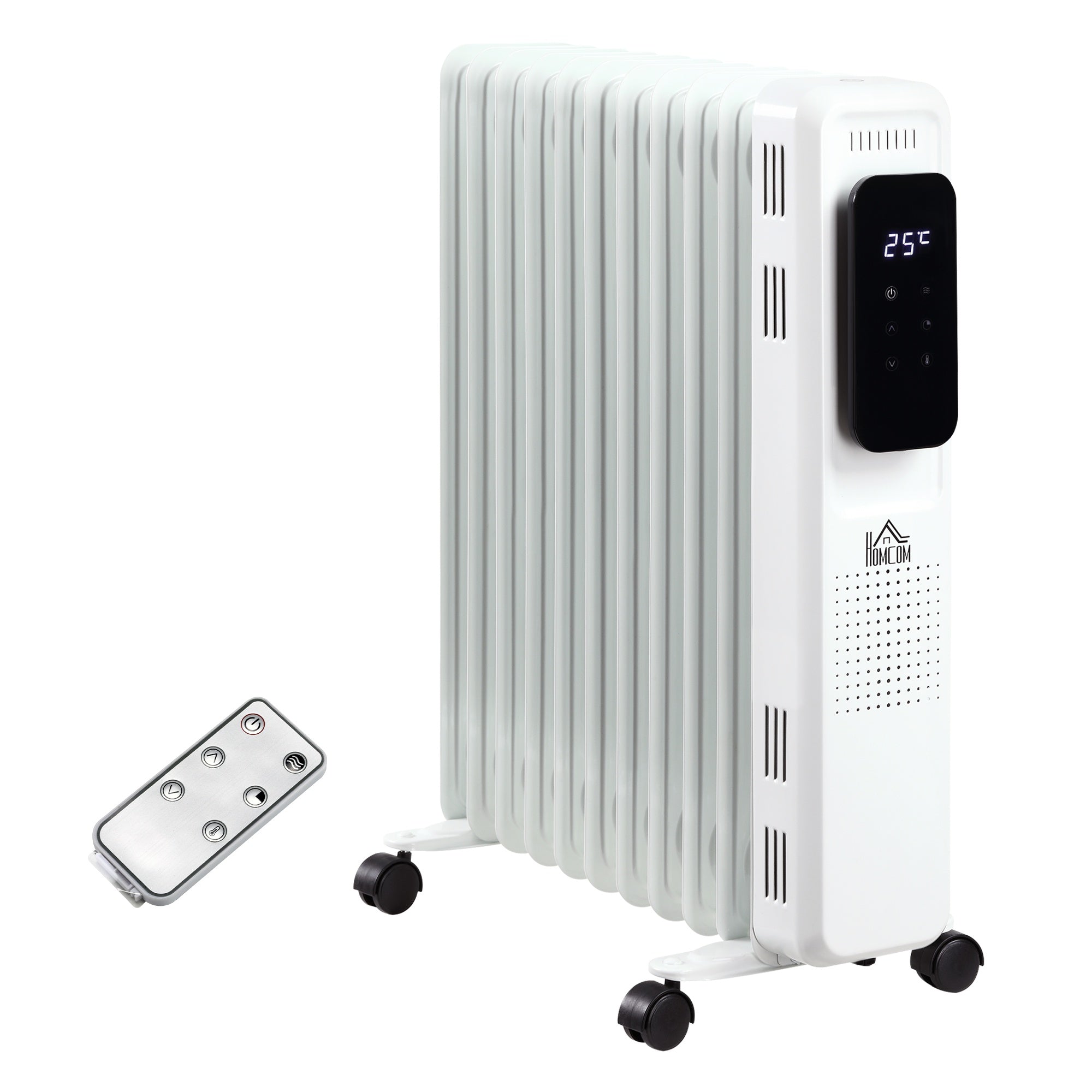 HOMCOM 2720W Oil Filled Radiator, 11 Fin Portable Electric Heater with