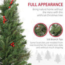 HOMCOM 1.8m Christmas Tree Slim 5' with Berries