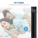 HOMCOM 42" Anion Tower Fan Cooling for Bedroom with 3 Speed, 8h Timer, Oscillating, LED Panel, Remote Controller, Black