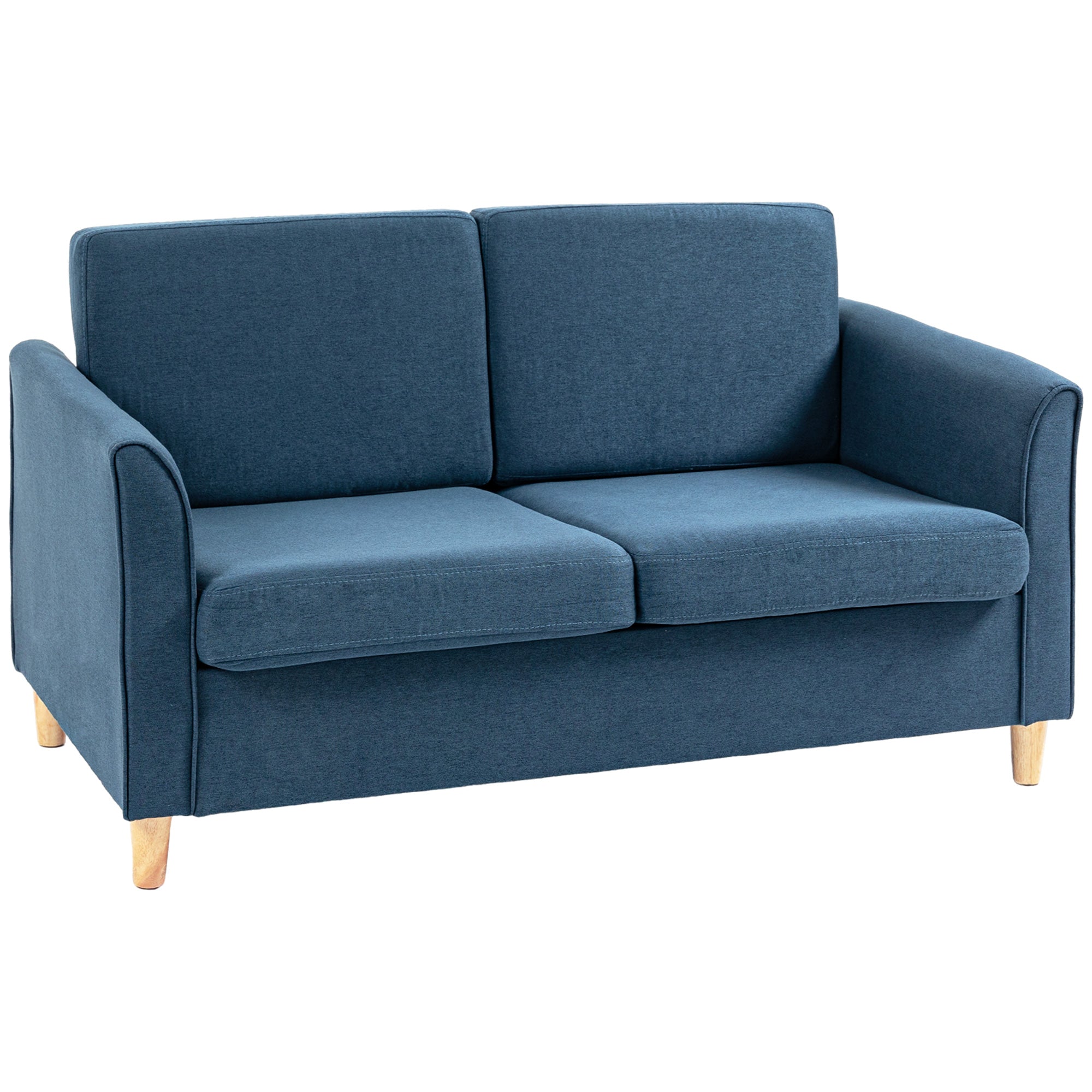 HOMCOM Double Seat Sofa Linen Upholstery Loveseat Couch w/ Armrests, B