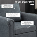 HOMCOM Vintage Armchair Fabric Accent Chair with Gourd-Shaped Rubber Wood Legs