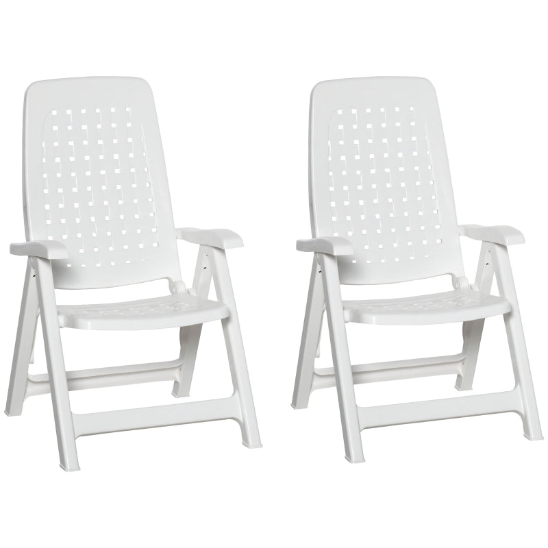 Outsunny Folding Chairs Set - White