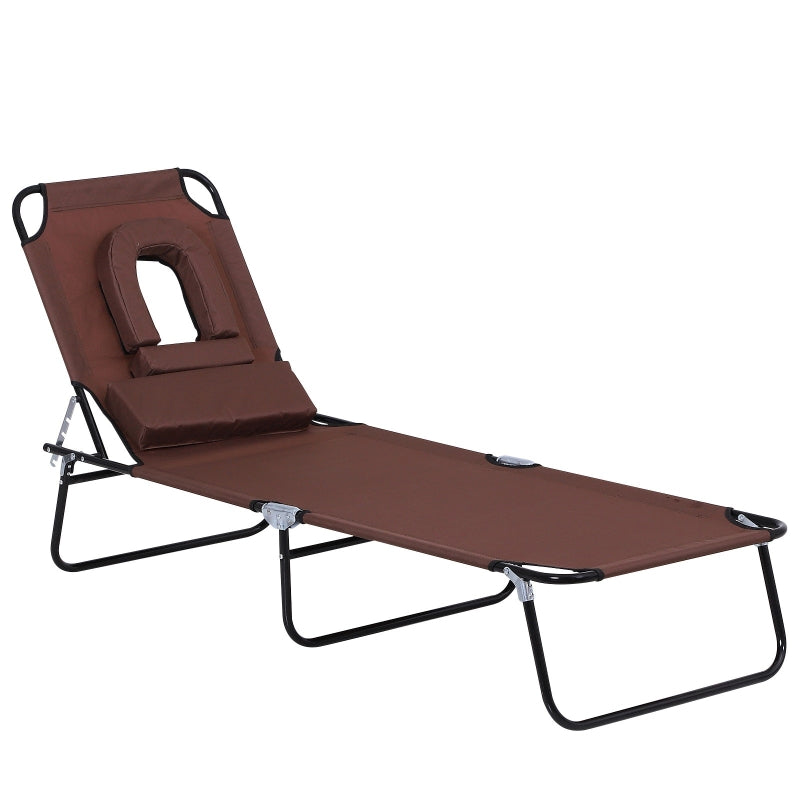 Outsunny  Sun Lounger With Pillow - Brown