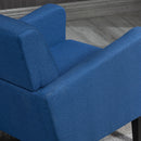 HOMCOM Modern Armchair Accent Chair with Rubber Wood Legs for Bedroom Blue