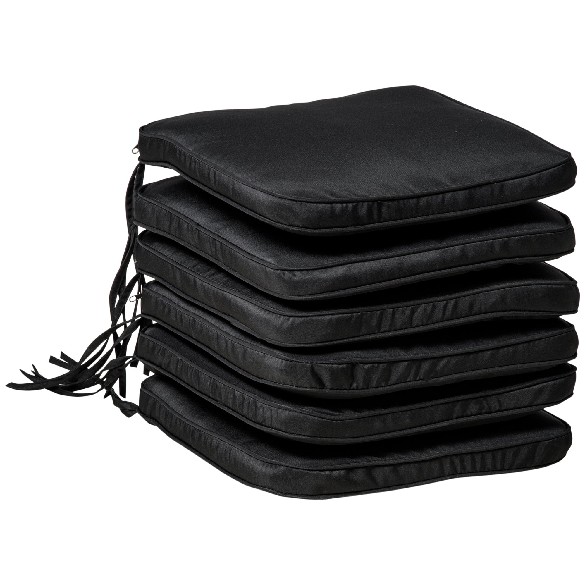 Outsunny Set of 6 Chair Cushion Seat Pads Dining Chair w/ Straps Outdo