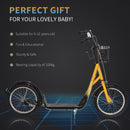 HOMCOM Childrens Scooter with Basket & Brakes - Yellow