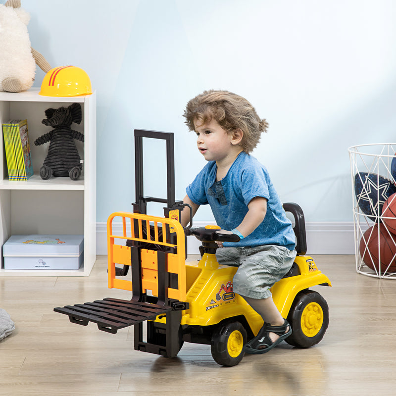 HOMCOM Kids Ride on Forklift Trust with Fork and Tray - Yellow