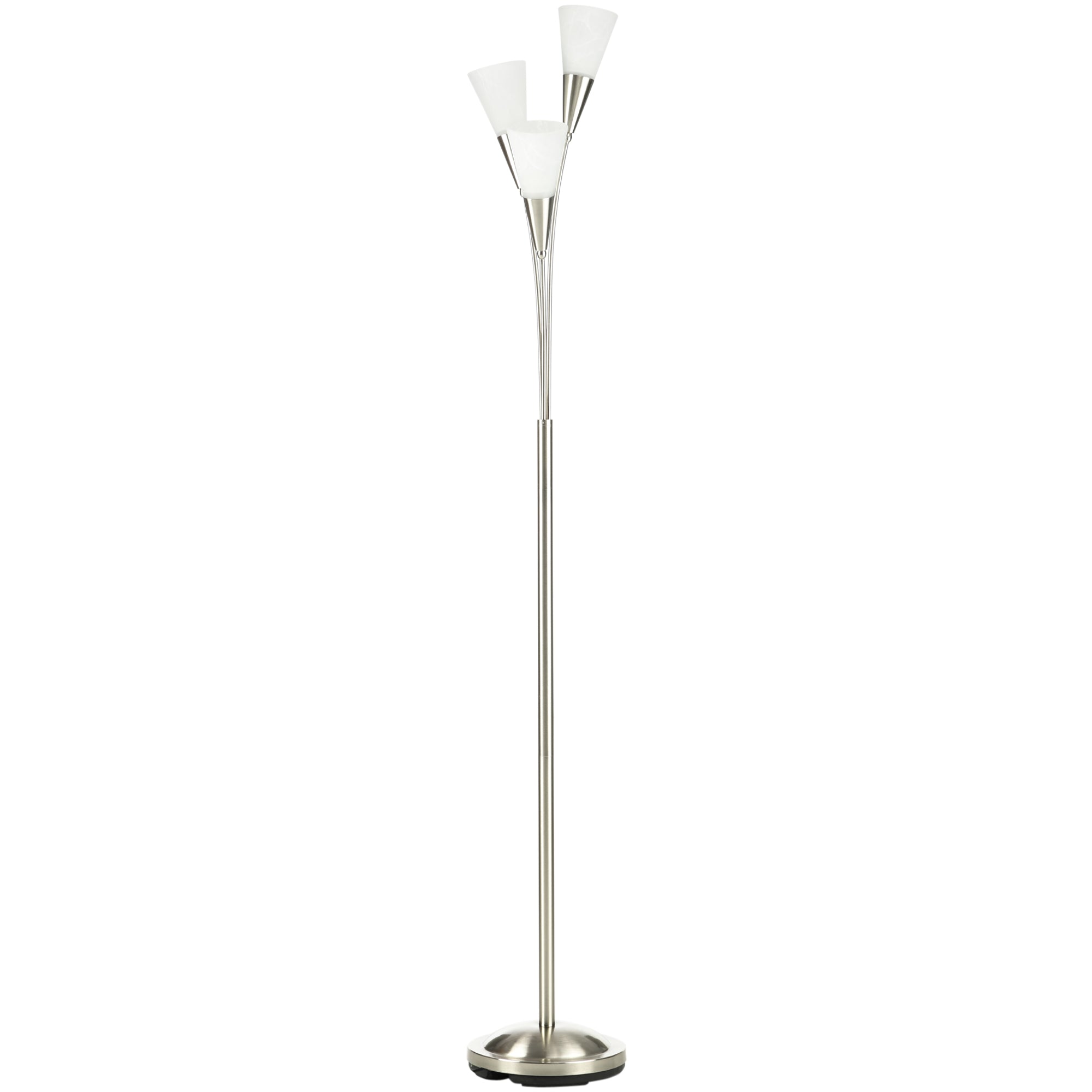 HOMCOM Modern Upright Floor Lamp With 3 Light, Steel Base For Living R