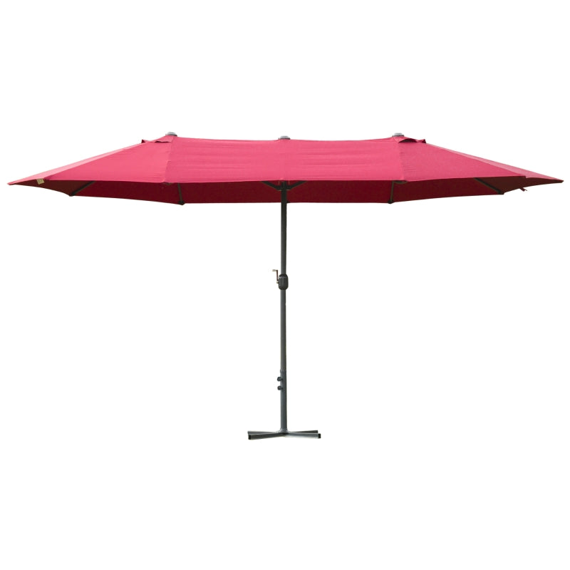 Oasis 4.6 m Double Sided Umbrella Parasol with Cross Base - Red