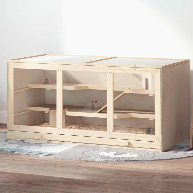 PawHut Hamster Cage -Natural Wood