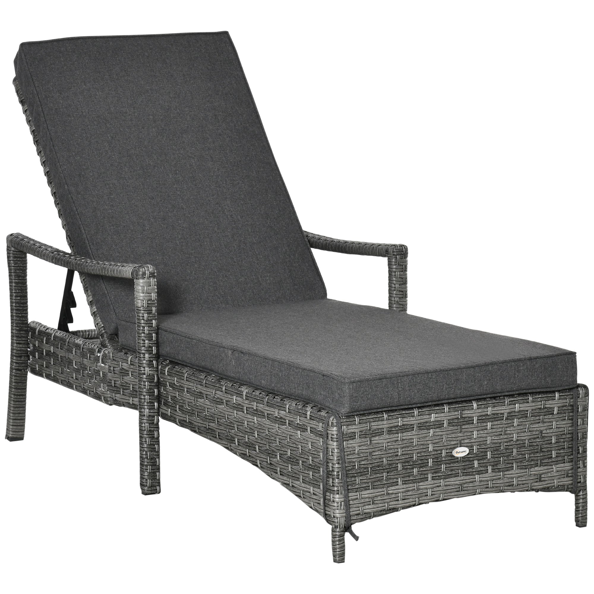 Grey wicker chaise lounge deals