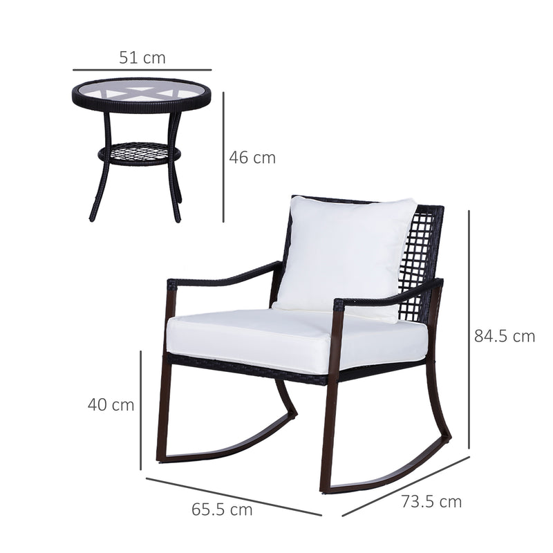 Outsunny-Rattan Rocking Chair Set