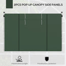 Outsunny 3x3(m) or 3x6m Pop Up Gazebo Side Panels Replacement, 2 Pack, Green