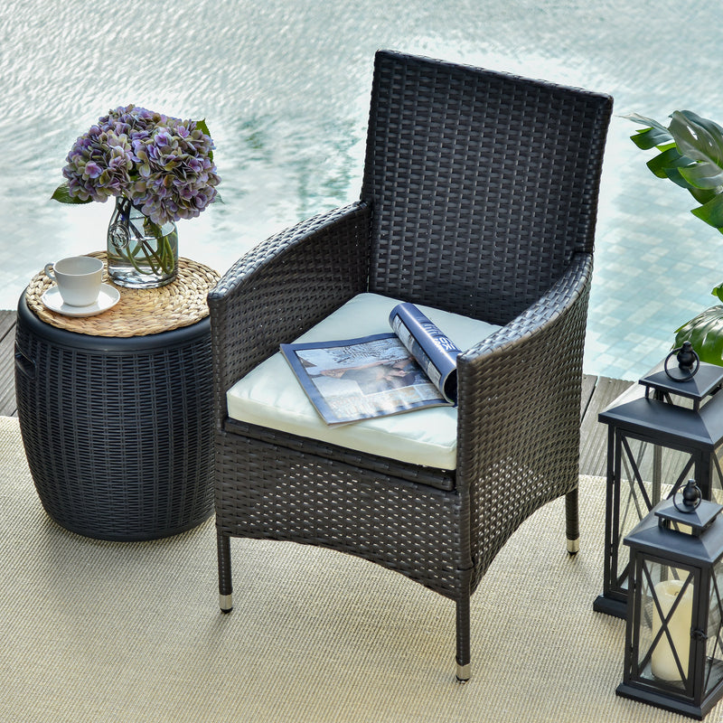 Outsunny Rattan Dining Chair Set - Dark Coffee