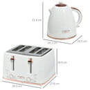 HOMCOM 1.7L Kettle and Toaster Set with Defrost, Reheat and Crumb Tray, White